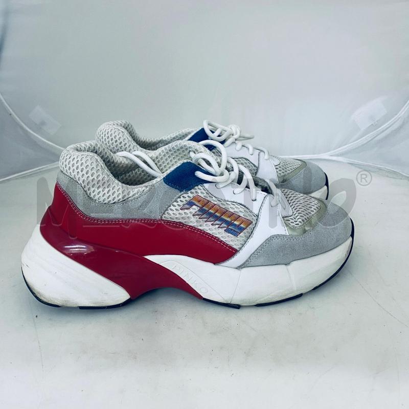 SNEAKERS DONNA PINKO GRIGIO BANDA ROSSA E BLU | Mercatino dell'Usato Lago patria - giugliano in c. 3