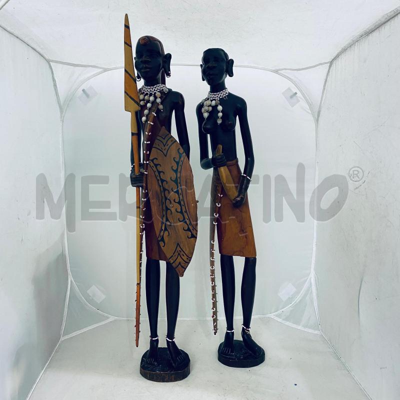 STATUA COPPIA LEGNO ETNICA  | Mercatino dell'Usato Lago patria - giugliano in c. 1