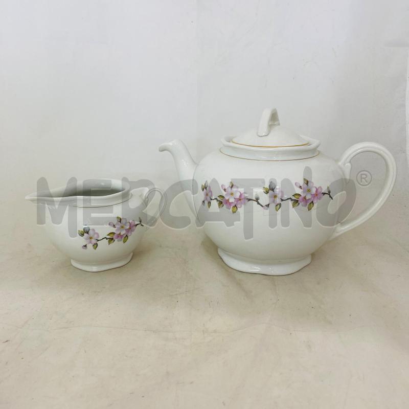 TAZZE PZ. 6 SOCIETA CERAMICA LAVENO BIANCA FIORI COLORATI + TEIERA + LATTIERA | Mercatino dell'Usato Lago patria - giugliano in c. 5