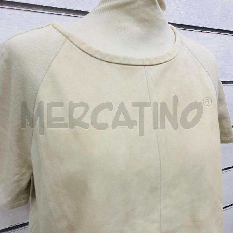 T SHIRT DONNA FALCONERI BEIGE PARTI IN PELLE MOBIDA E COTONE A COSTINE  | Mercatino dell'Usato Lago patria - giugliano in c. 2