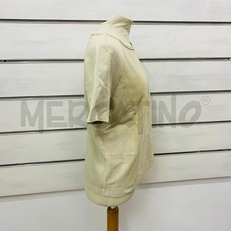 T SHIRT DONNA FALCONERI BEIGE PARTI IN PELLE MOBIDA E COTONE A COSTINE  | Mercatino dell'Usato Lago patria - giugliano in c. 3