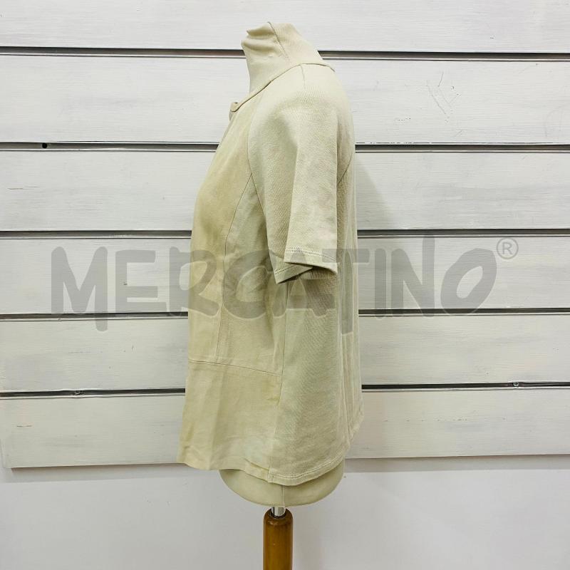 T SHIRT DONNA FALCONERI BEIGE PARTI IN PELLE MOBIDA E COTONE A COSTINE  | Mercatino dell'Usato Lago patria - giugliano in c. 5