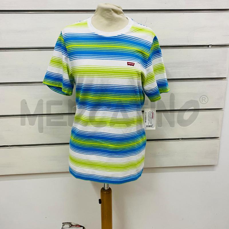 T SHIRT DONNA LEVIS RIGHE BIANCO VERDE AZZURRO | Mercatino dell'Usato Lago patria - giugliano in c. 1