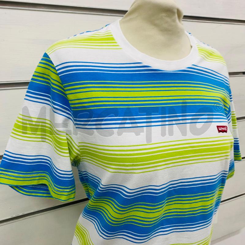 T SHIRT DONNA LEVIS RIGHE BIANCO VERDE AZZURRO | Mercatino dell'Usato Lago patria - giugliano in c. 4