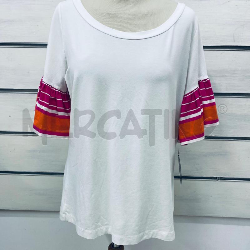 T SHIRT DONNA LUISA SPAGNOLI BIANCA VOLAN COLORATI  | Mercatino dell'Usato Lago patria - giugliano in c. 1