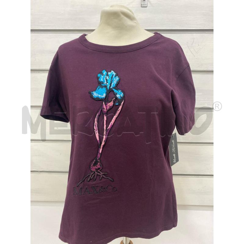 T SHIRT DONNA MAX&CO BORDEAUX STAMPA FIORE AZZURRO | Mercatino dell'Usato Lago patria - giugliano in c. 1