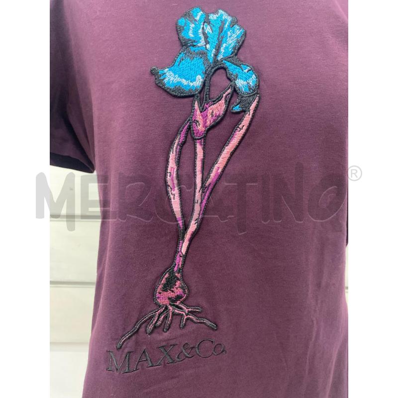 T SHIRT DONNA MAX&CO BORDEAUX STAMPA FIORE AZZURRO | Mercatino dell'Usato Lago patria - giugliano in c. 2