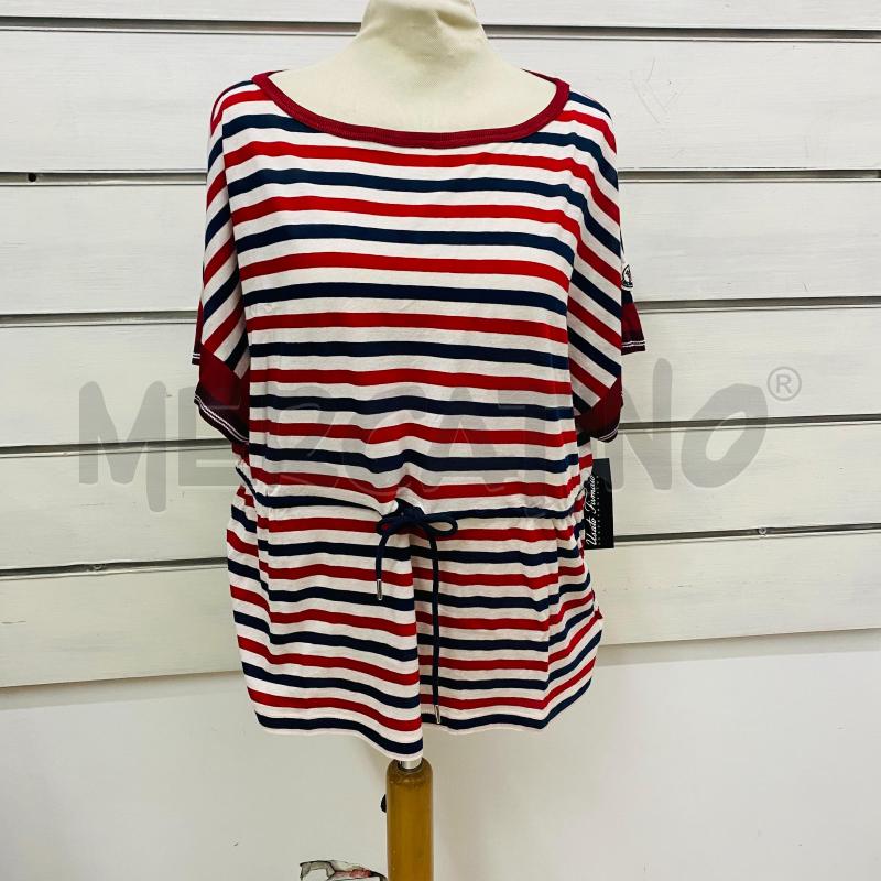 T SHIRT DONNA MONCLER RIGHE ROSSE BLU LACCIO  | Mercatino dell'Usato Lago patria - giugliano in c. 1