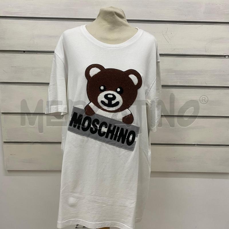 T SHIRT DONNA MOSCHINO BIANCO STAMPA ORSETTO MARRONE IN RILIEVO | Mercatino dell'Usato Lago patria - giugliano in c. 1