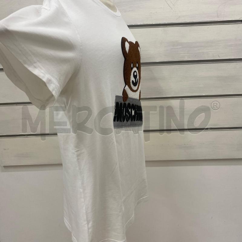 T SHIRT DONNA MOSCHINO BIANCO STAMPA ORSETTO MARRONE IN RILIEVO | Mercatino dell'Usato Lago patria - giugliano in c. 3