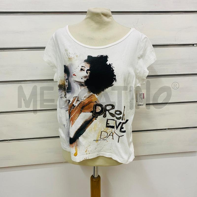 T SHIRT DONNA PATRIZIA PEPE BIANCA DISEGNO DOAANA RICCIA | Mercatino dell'Usato Lago patria - giugliano in c. 1