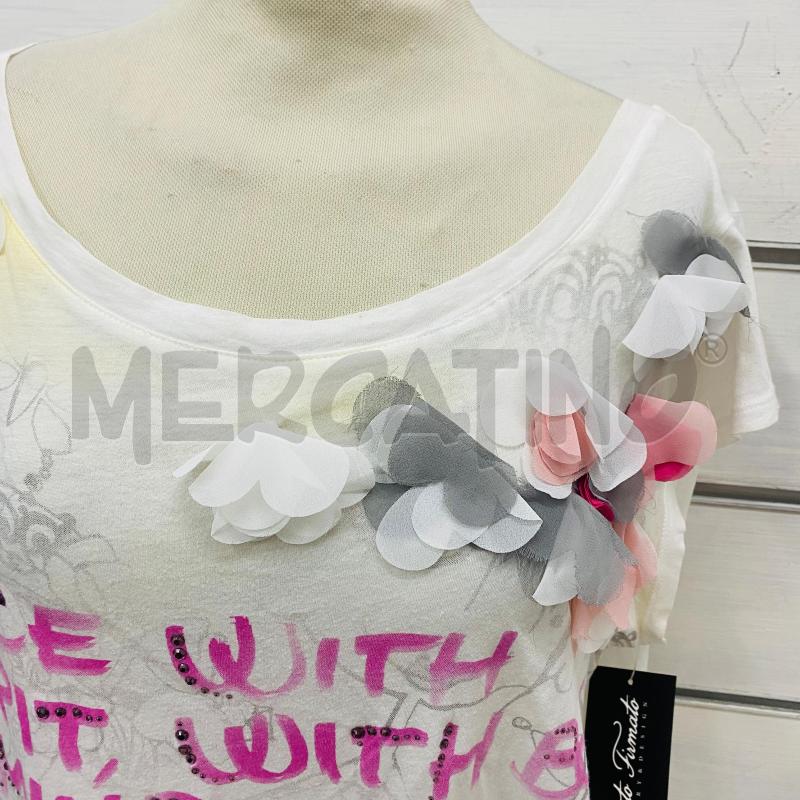 T SHIRT DONNA PATRIZIA PEPE BIANCA FIORI ROSA GRIGI  | Mercatino dell'Usato Lago patria - giugliano in c. 3