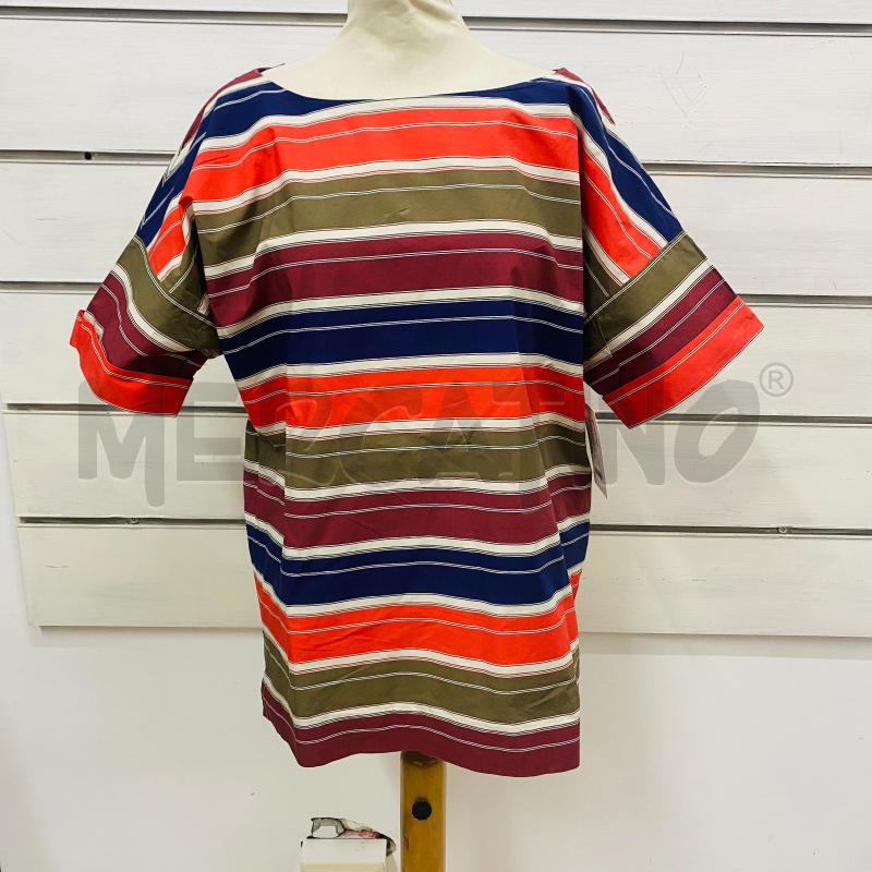 T SHIRT DONNA SEVENTY COTONE RIGHE ORIZZONTALI ROSSE BLU VERDI  | Mercatino dell'Usato Lago patria - giugliano in c. 1