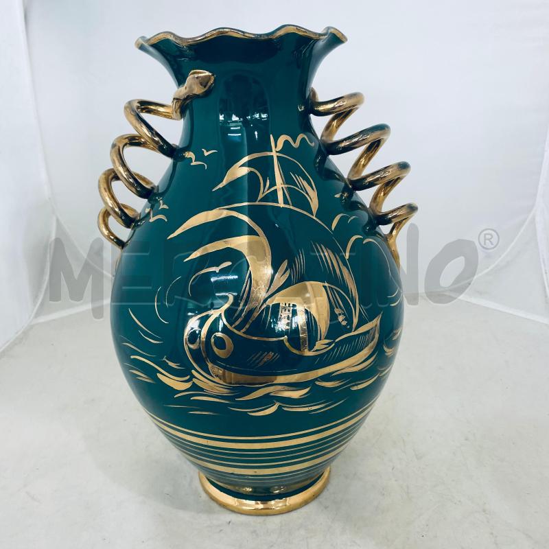 VASO VERDE DECORAZIONI DORATE MANICI SERPENTI | Mercatino dell'Usato Lago patria - giugliano in c. 1