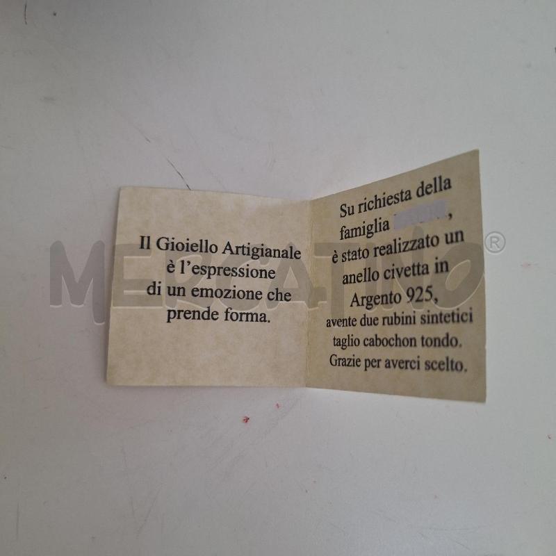 ANELLO DONNA CIVETTA ARG RUBINI SINTETICI  | Mercatino dell'Usato Ottaviano 5