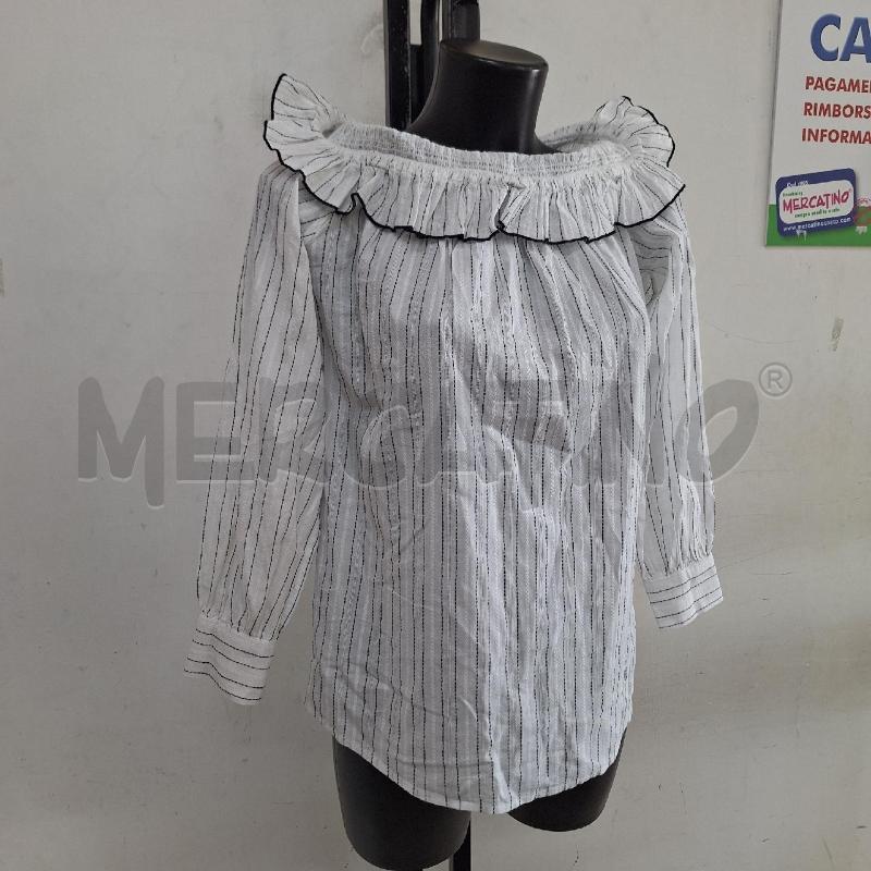 BLUSA DONNA PINKOP BIANCO NERO RIGHE SCOLLO | Mercatino dell'Usato Ottaviano 2
