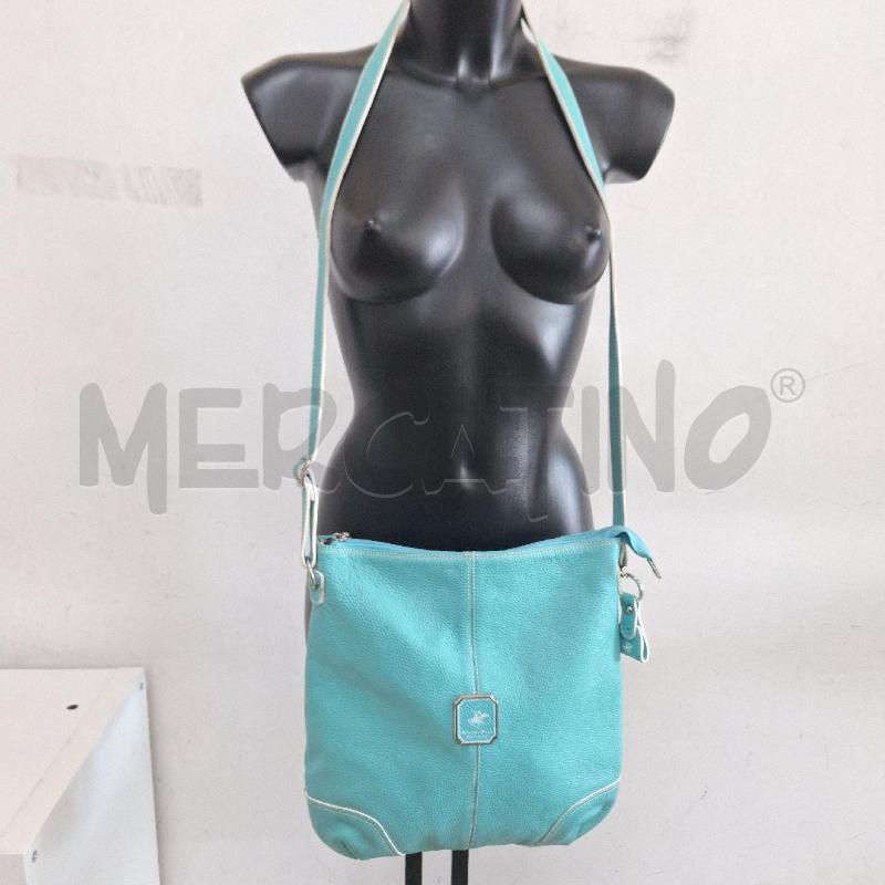 BORSA DONNA BEVERLY HILLS POLO CLUB VERA PELLE CELESTE | Mercatino dell'Usato Ottaviano 3