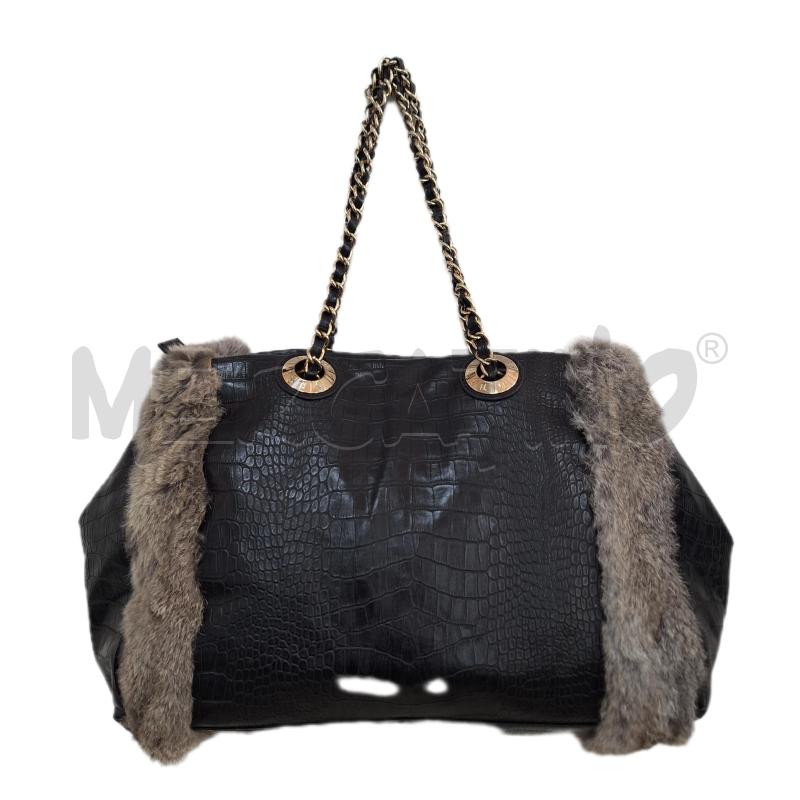 BORSA DONNA BLUGIRL NERO PELLICCIOTTO | Mercatino dell'Usato Ottaviano 1