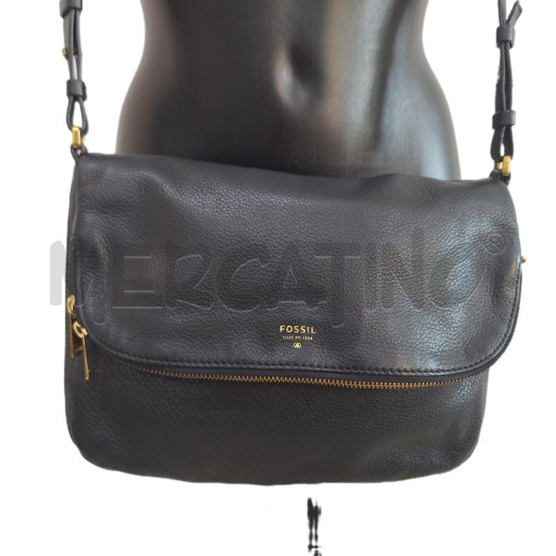 BORSA DONNA FOSSIL NERO ZIP VERA PELLE | Mercatino dell'Usato Ottaviano 1