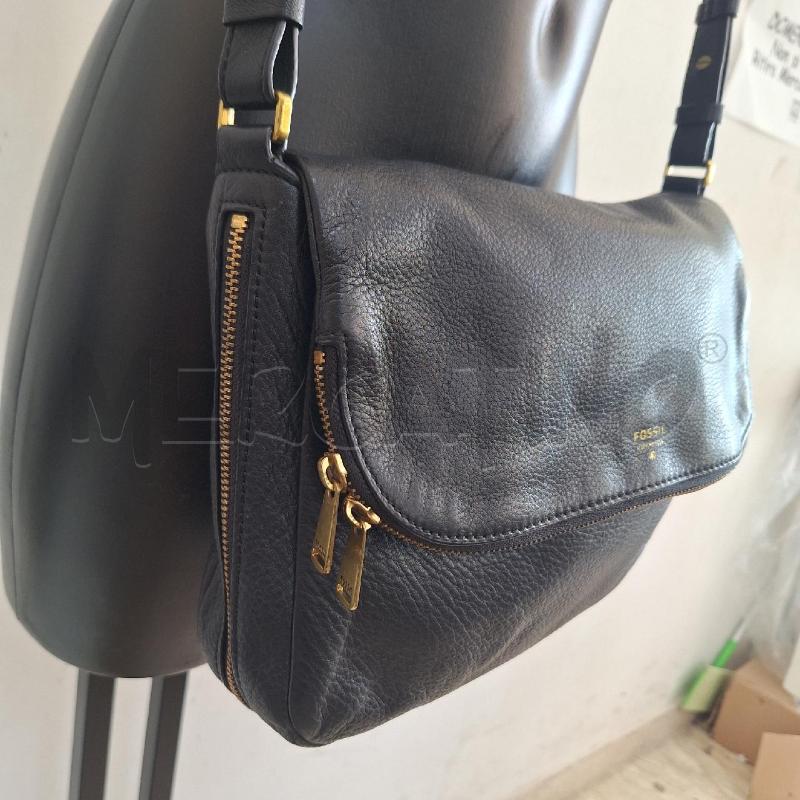 BORSA DONNA FOSSIL NERO ZIP VERA PELLE | Mercatino dell'Usato Ottaviano 2