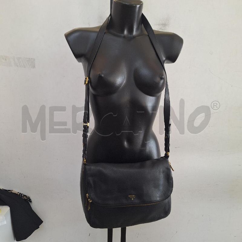 BORSA DONNA FOSSIL NERO ZIP VERA PELLE | Mercatino dell'Usato Ottaviano 4