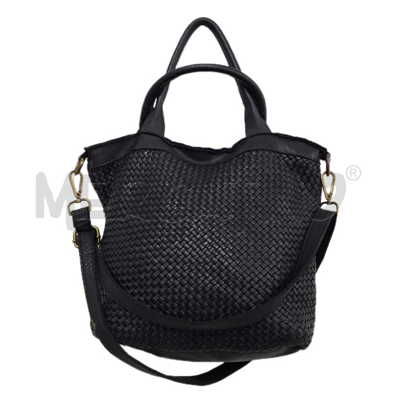 BORSA DONNA VERA PELLE INTRECCIO NERO | Mercatino dell'Usato Ottaviano 1