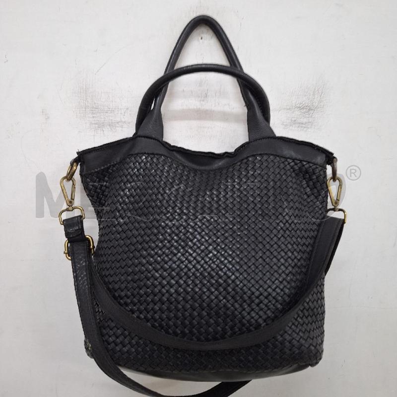 BORSA DONNA VERA PELLE INTRECCIO NERO | Mercatino dell'Usato Ottaviano 2