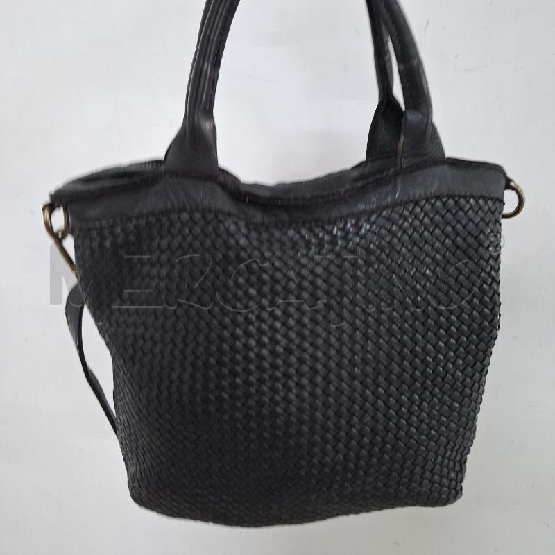 BORSA DONNA VERA PELLE INTRECCIO NERO | Mercatino dell'Usato Ottaviano 3