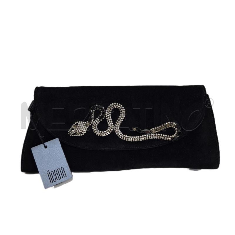 BORSETTA DONNA ILEANA NERO SERPENTE STRASS NUOVO SCAMOSCIATO | Mercatino dell'Usato Ottaviano 1