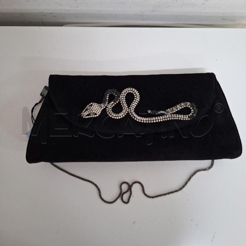 BORSETTA DONNA ILEANA NERO SERPENTE STRASS NUOVO SCAMOSCIATO | Mercatino dell'Usato Ottaviano 3