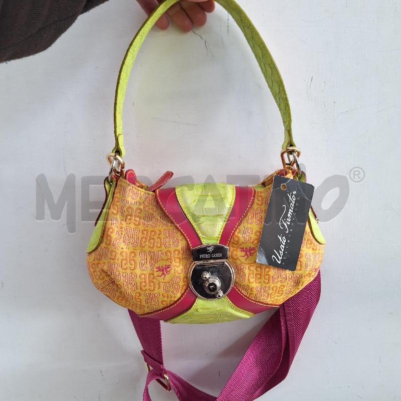 BORSETTA DONNA PIERO GUIDI ARANCIONE VERDE FUCSIA | Mercatino dell'Usato Ottaviano 3