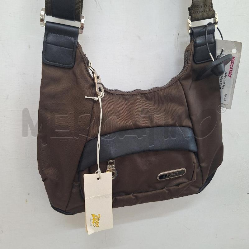 BORSETTA DONNA ZIPPO MARRONE INSERTI IN PELLE | Mercatino dell'Usato Ottaviano 2