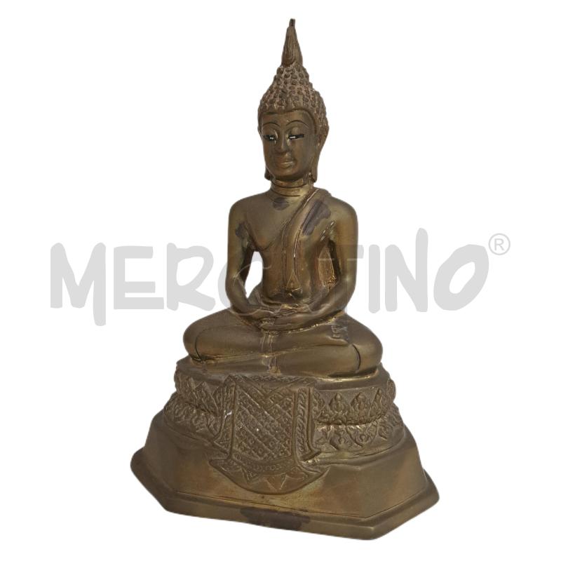 BUDDHA THAILANDESE OTTONE OCCHI DIPINTO 18 CM. | Mercatino dell'Usato Ottaviano 1