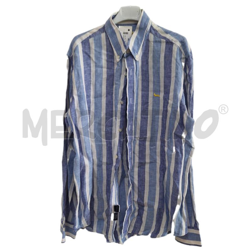 CAMICIA UOMO HARMONT&BLAINE RIGHE CELESTE BIANCO LINO | Mercatino dell'Usato Ottaviano 1