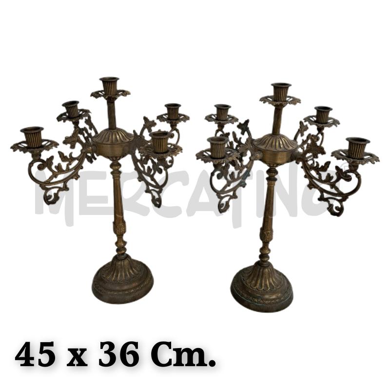 CANDELABRI PZ. 2 OTTONE DECORO GHIRIGORI CLASSICO  | Mercatino dell'Usato Ottaviano 1