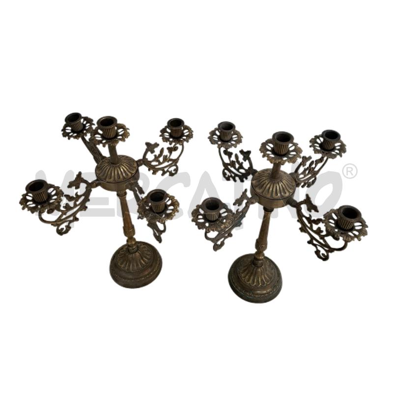 CANDELABRI PZ. 2 OTTONE DECORO GHIRIGORI CLASSICO  | Mercatino dell'Usato Ottaviano 2