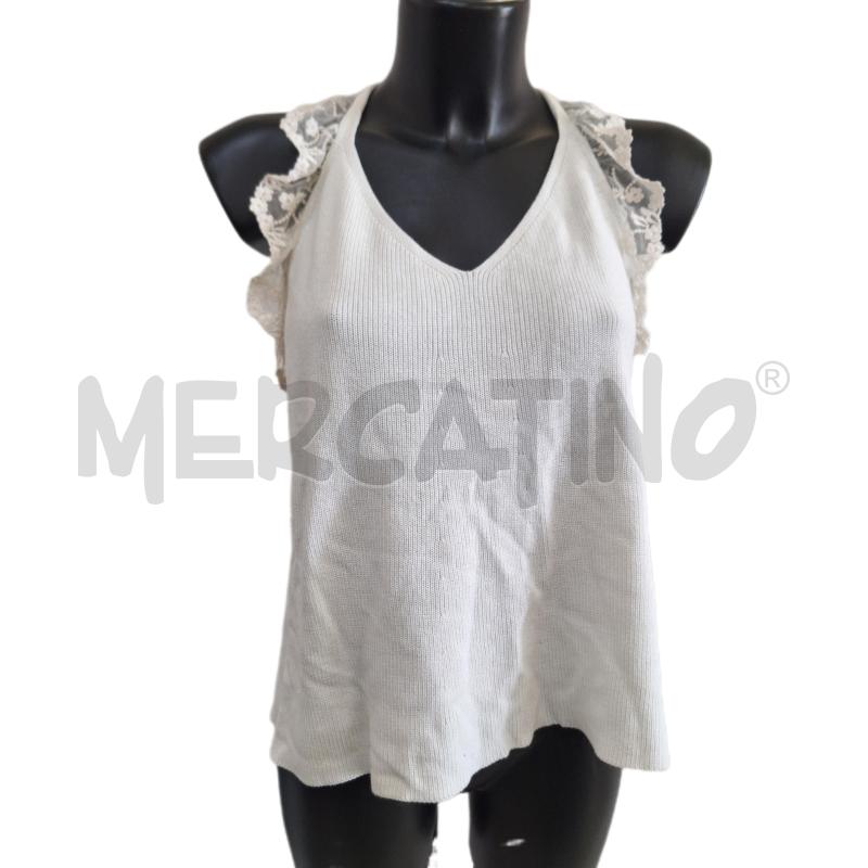 CANOTTA DONNA TWINSET SIMONA BARBIERI BIANCO MERLETTO | Mercatino dell'Usato Ottaviano 1