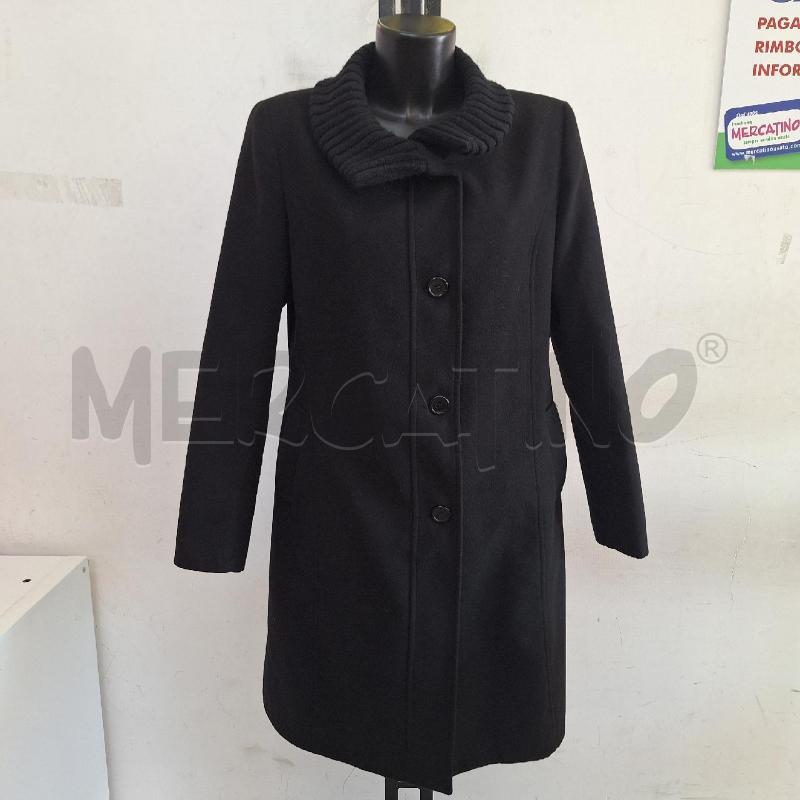 CAPPOTTO DONNA CAMOMILLA NERO COLLO STOFFA | Mercatino dell'Usato Ottaviano 1