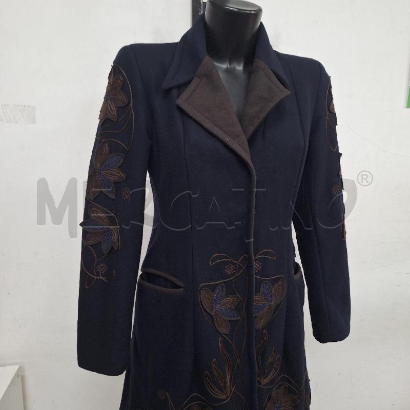 CAPPOTTO DONNA PATRIZIA SUZZI BLU RICAMO MARRONE FIORI | Mercatino dell'Usato Ottaviano 2