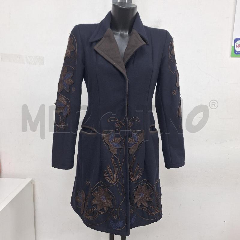 CAPPOTTO DONNA PATRIZIA SUZZI BLU RICAMO MARRONE FIORI | Mercatino dell'Usato Ottaviano 3