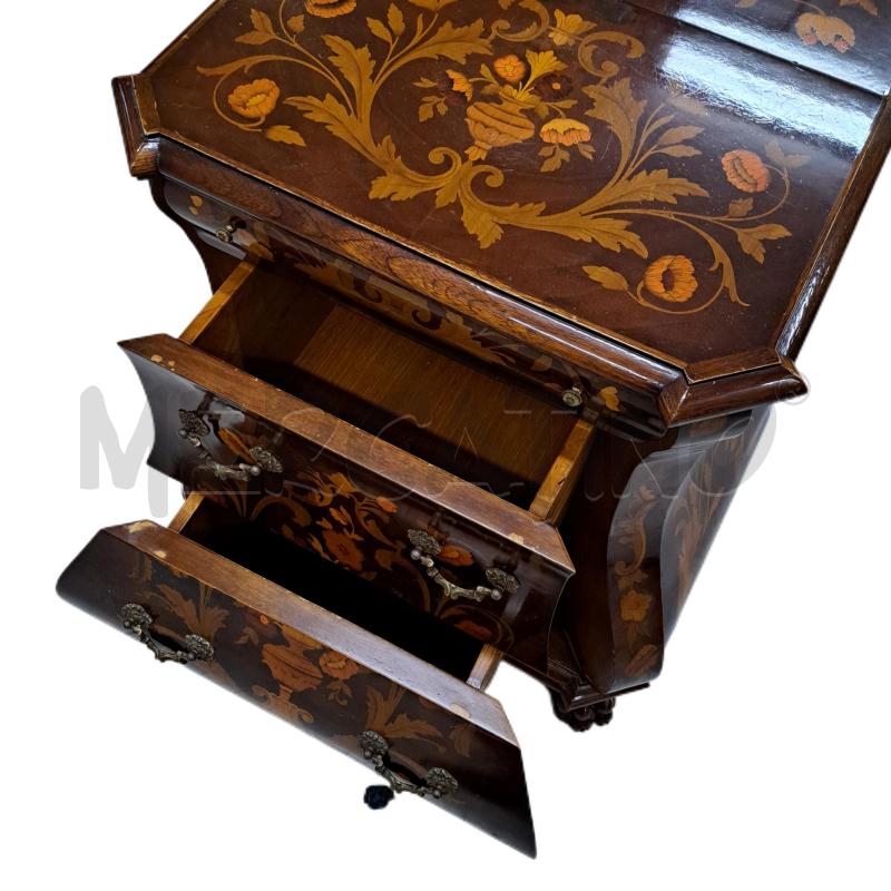 COMODINI COPPIA LEGNO OLANDESE INTARSIO FLOREALE  | Mercatino dell'Usato Ottaviano 3