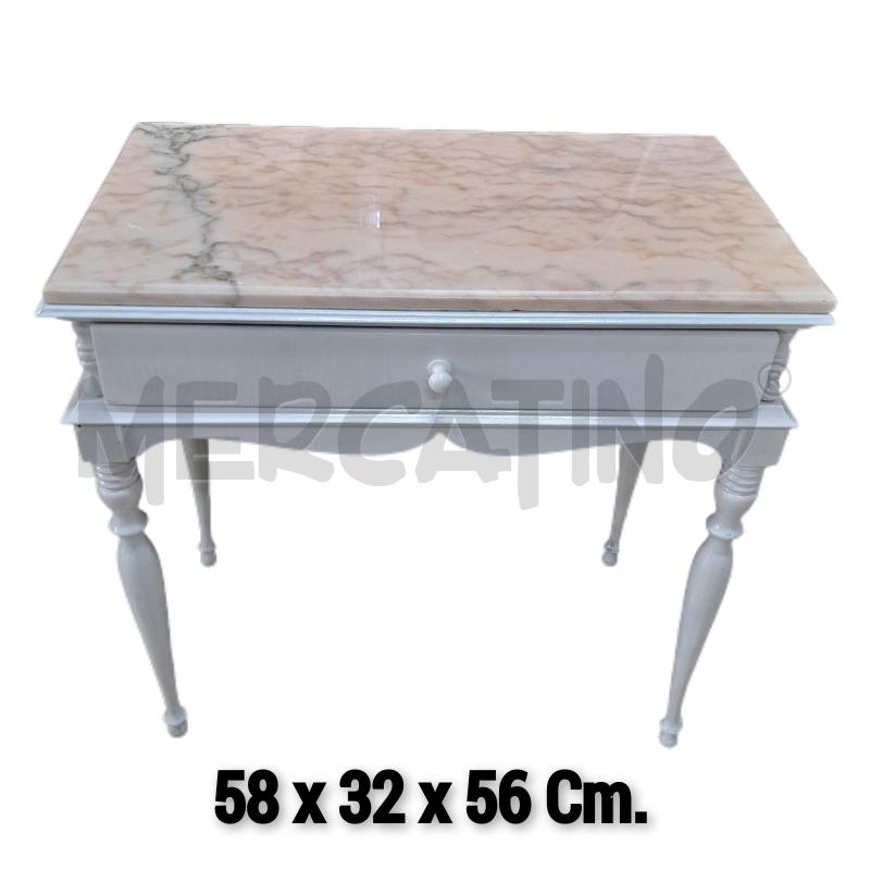 COMODINO BIANCO LEGNO MARMO VENATO  | Mercatino dell'Usato Ottaviano 1