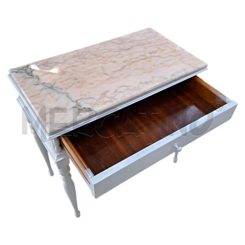 COMODINO BIANCO LEGNO MARMO VENATO  | Mercatino dell'Usato Ottaviano 3
