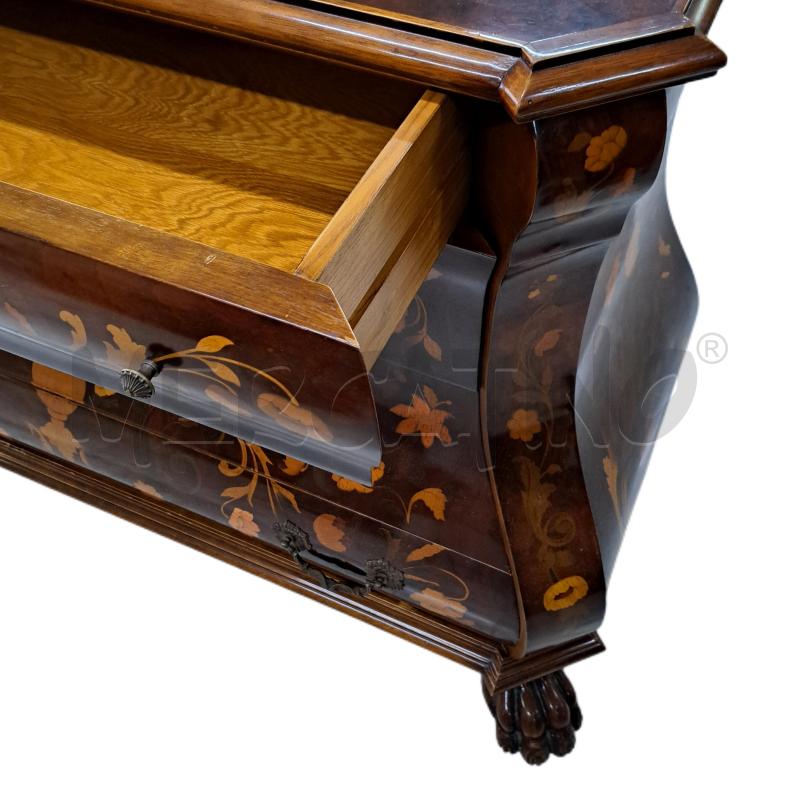 COMO' CASSETTONE LEGNO INTERSIATO OLANDESE FLOREALE  | Mercatino dell'Usato Ottaviano 3