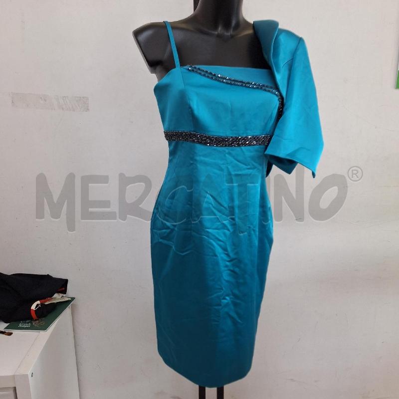 COMPLETO DONNA D'ANDREA AZZURRO PERLINE NERE GIACCA VESTITO | Mercatino dell'Usato Ottaviano 2