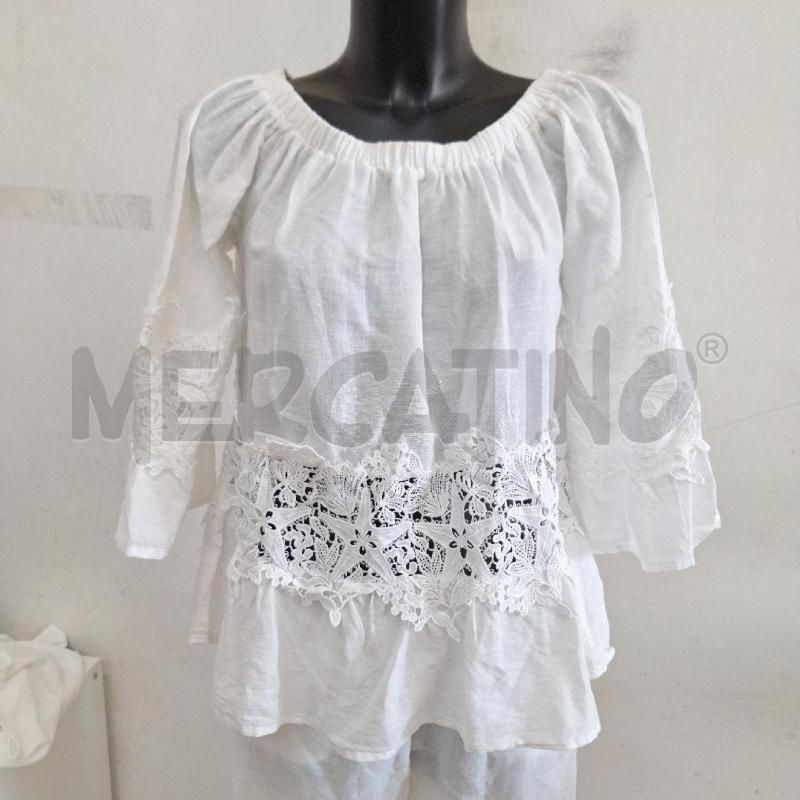 COMPLETO DONNA PANAJI BIANCO MERLETTO BLUSA PANTALONE | Mercatino dell'Usato Ottaviano 2