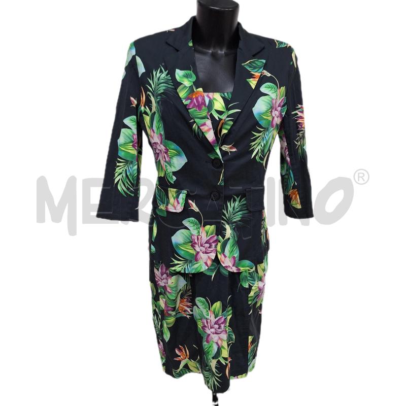 COMPLETO DONNA PAOLA RIVA NERO FIORI VESTTITO GIACCA | Mercatino dell'Usato Ottaviano 1