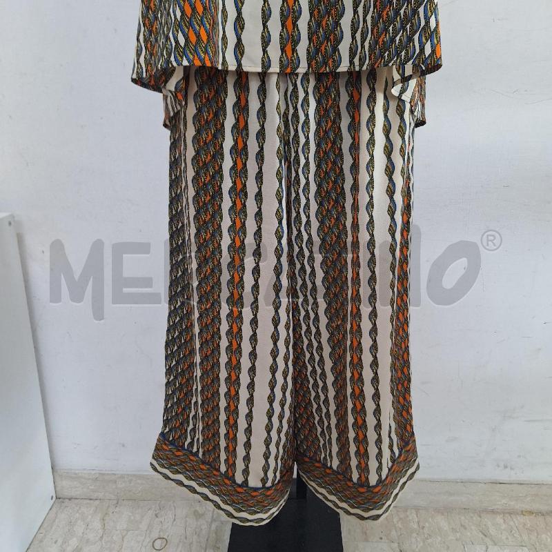COMPLETO DONNA SISLEY FANTASIA ARANCIONE BEIGE BLU TOP PANTALONE | Mercatino dell'Usato Ottaviano 3