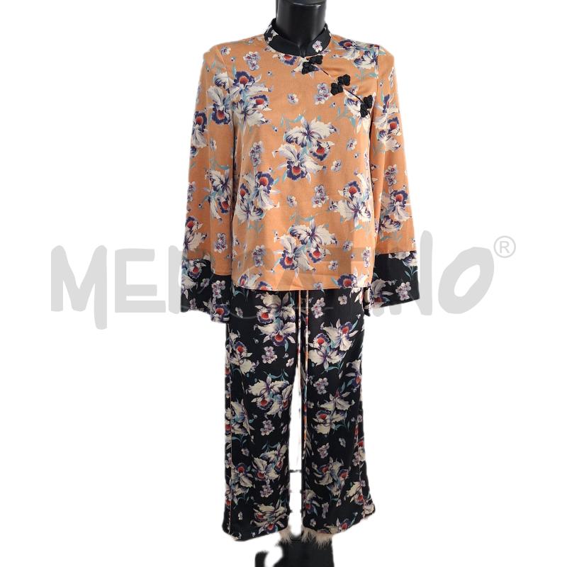COMPLETO DONNA ZARA NERO FIORI ARANCIONE | Mercatino dell'Usato Ottaviano 1