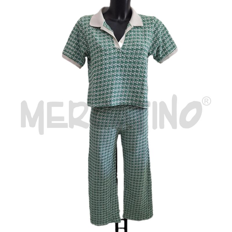 COMPLETO DONNA ZARA VERDE BIANCO POLO PANTALONE | Mercatino dell'Usato Ottaviano 1